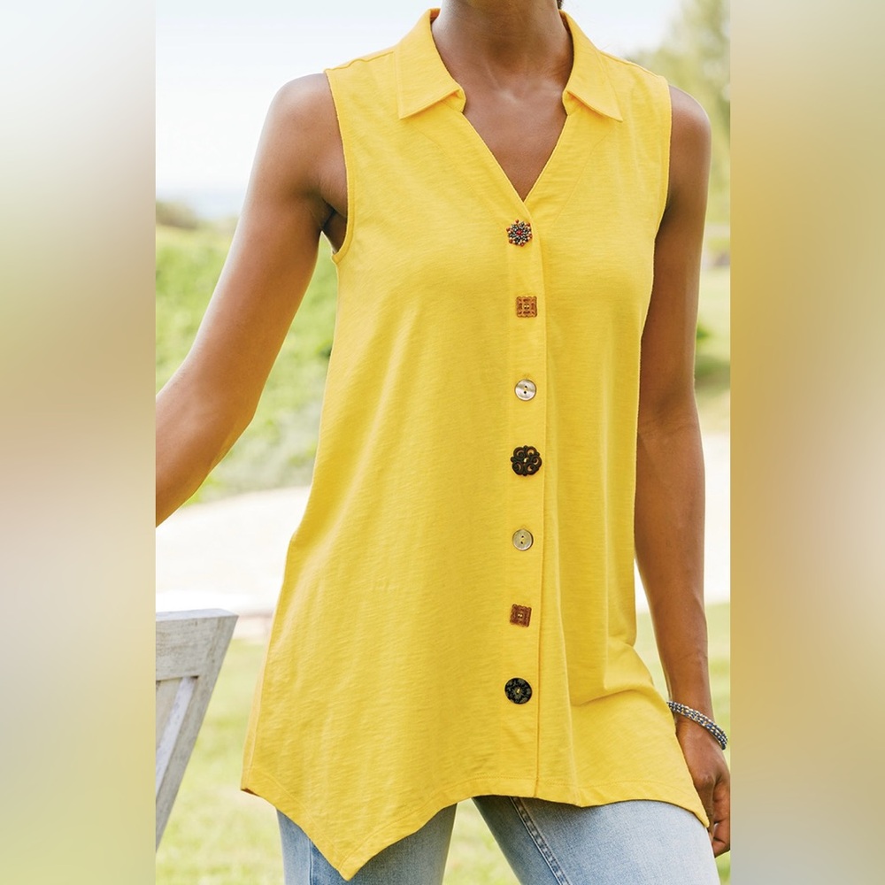 Soft Surroundings Yellow Sleeveless Tunic